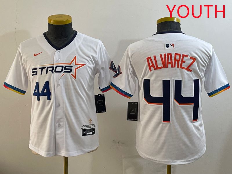 Youth Houston Astros #44 Alvarez White Fourth generation Joint Name 2025 Nike MLB Jersey style 3